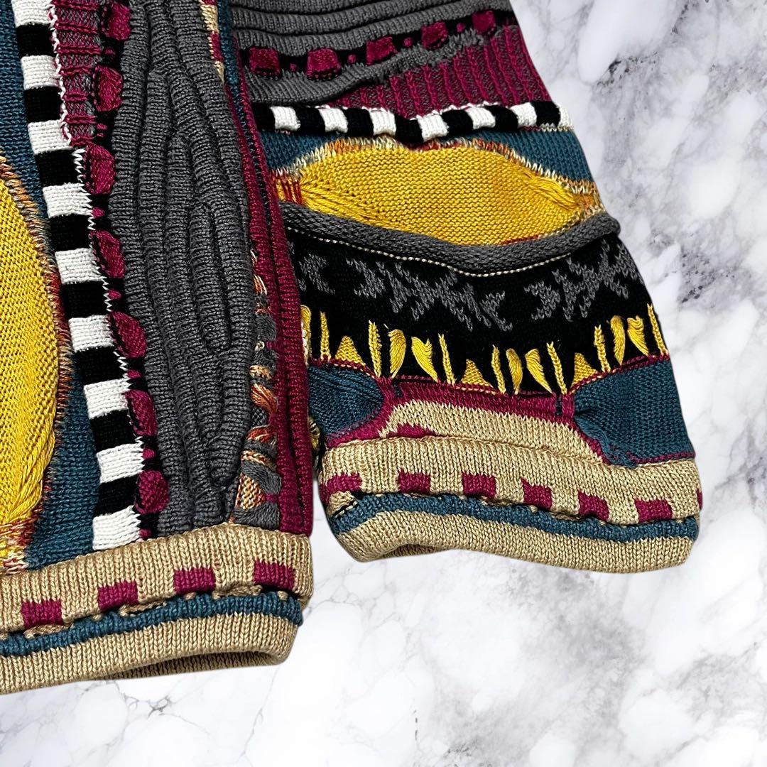 TUNDRA ツンドラ 3Dニット セーター 立体 総柄 マルチカラー L