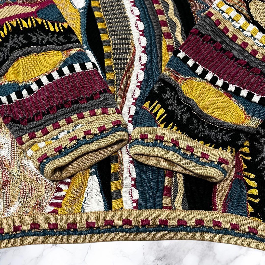 TUNDRA ツンドラ 3Dニット セーター 立体 総柄 マルチカラー L