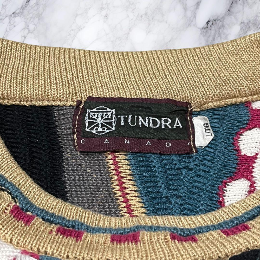 TUNDRA ツンドラ 3Dニット セーター 立体 総柄 マルチカラー L