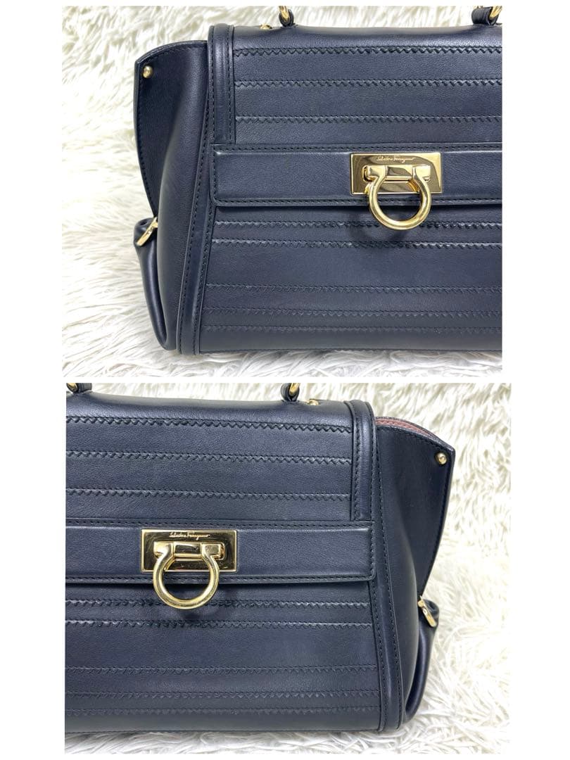 美品‼️ フェラガモ　ハンドバッグ　ガンチーニ　ソフィア　ロゴ金具　レザー