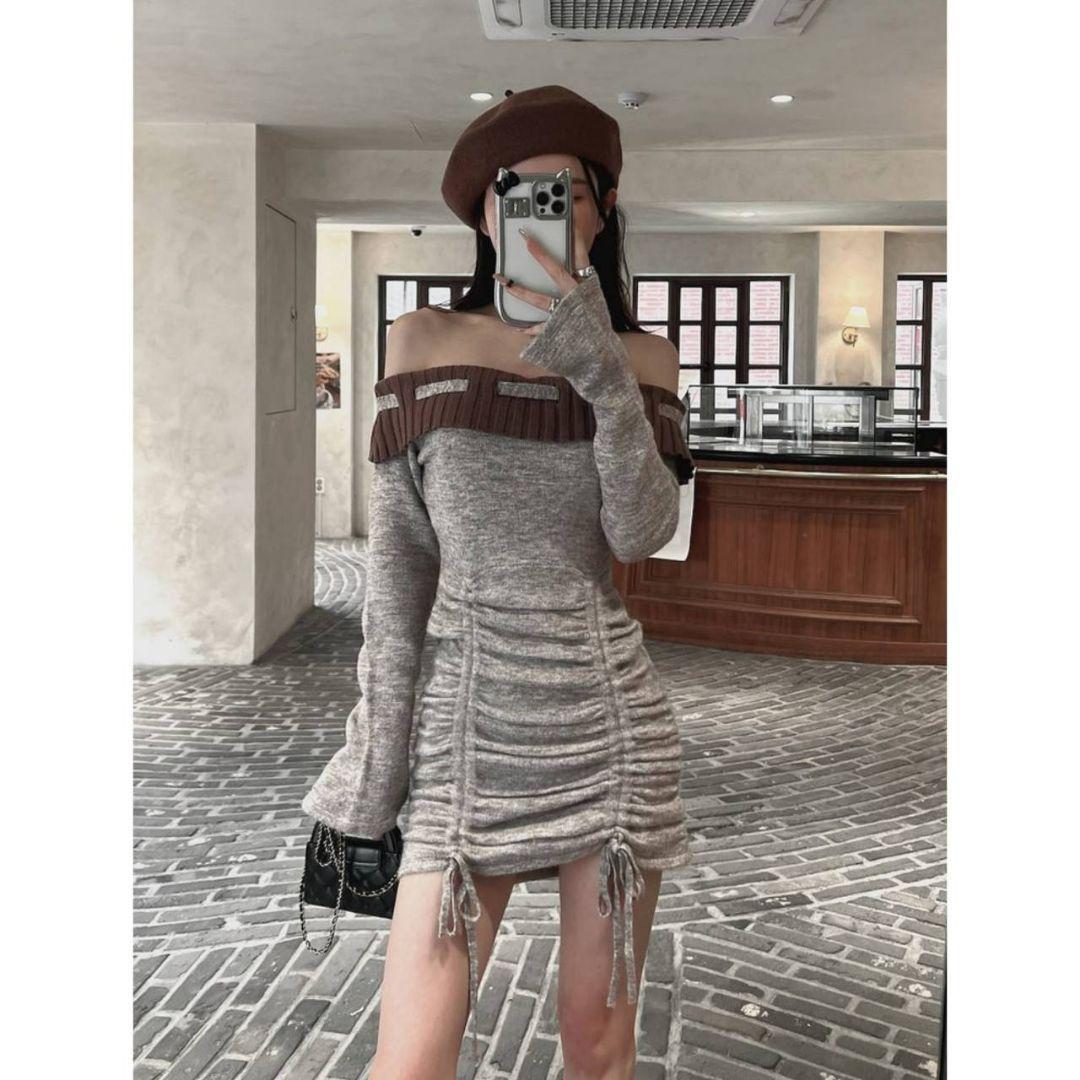 Darich オフショルステッチニットミニワンピース FL 美品