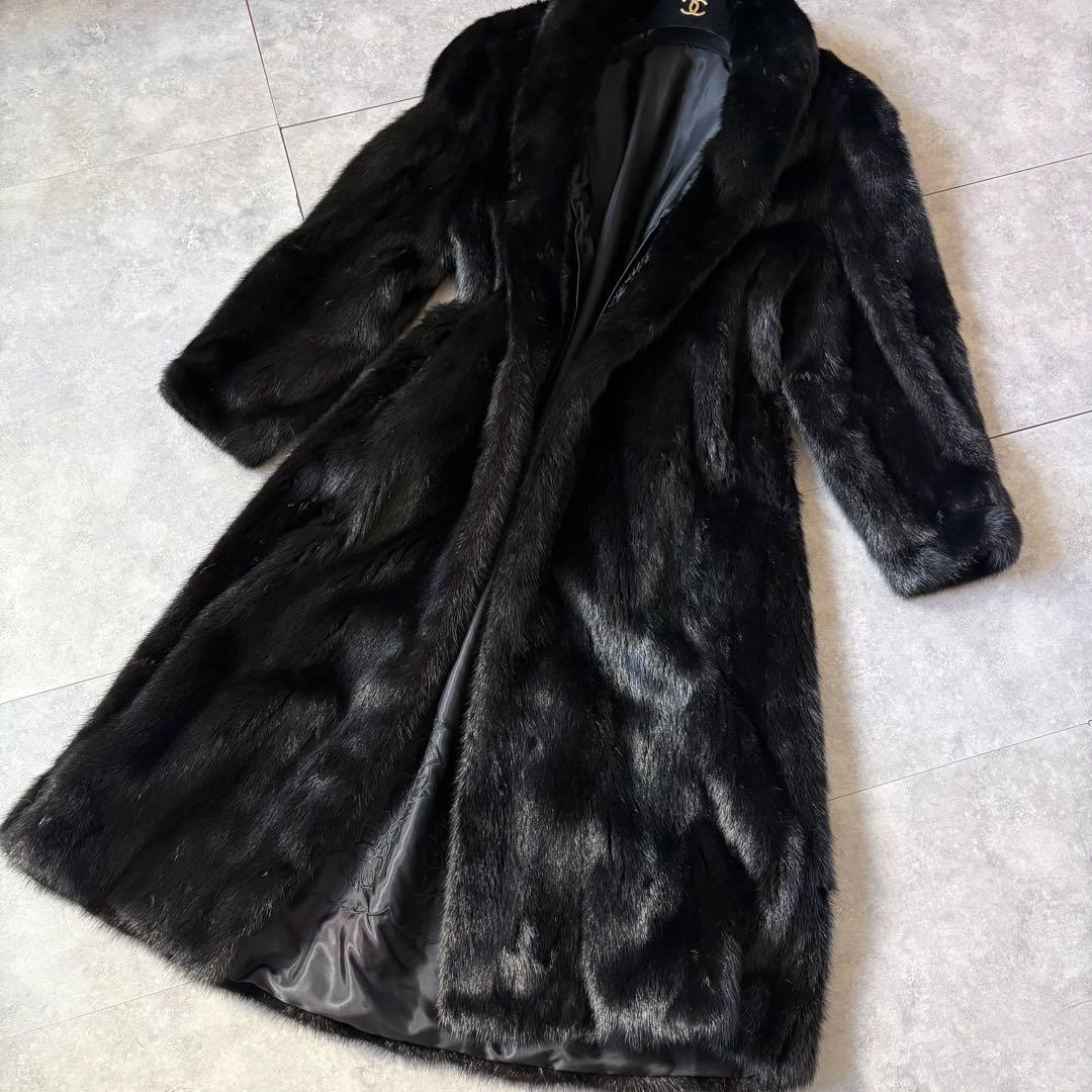 【極美品❣️】毛皮　総丈114 高級ミンク 銀SAGA ミンクコート ブラック