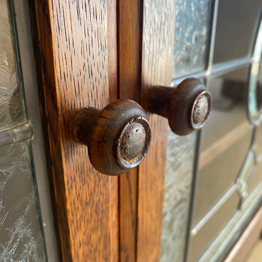 三越ブルージュ　キャビネット　三越家具　ステンドガラス　カントリー　英国　飾り棚