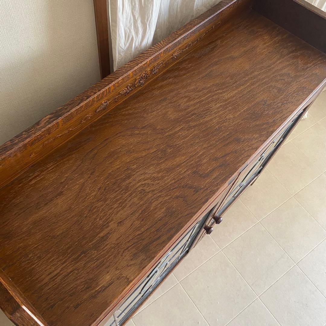 三越ブルージュ　キャビネット　三越家具　ステンドガラス　カントリー　英国　飾り棚