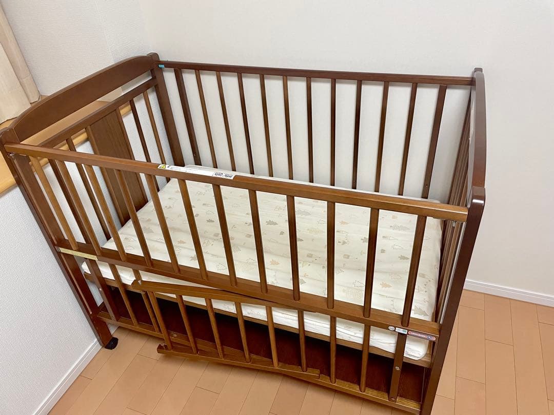 国産ひのき　日本製ベビーベッド 日本製マットレス付き