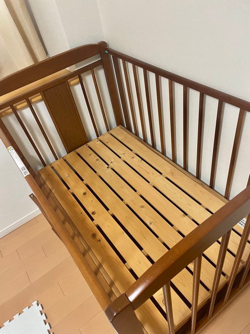 国産ひのき　日本製ベビーベッド 日本製マットレス付き