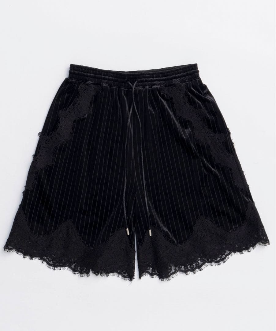 メゾンスペシャル25Autumn Hem Lace Velour Shorts