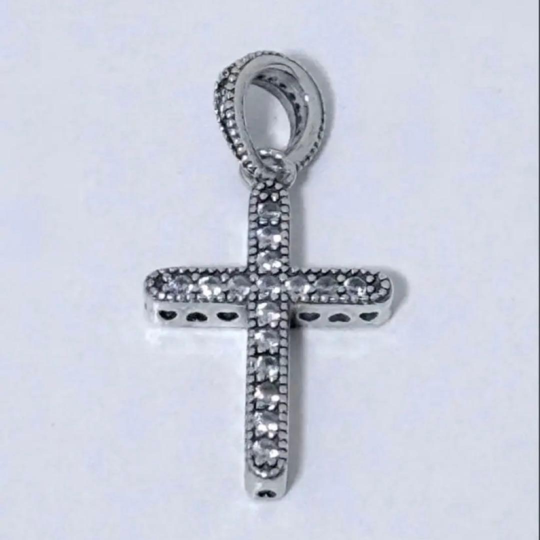Pandora 十字架チャーム シルバー925 クロスチャーム ジルコニア付き