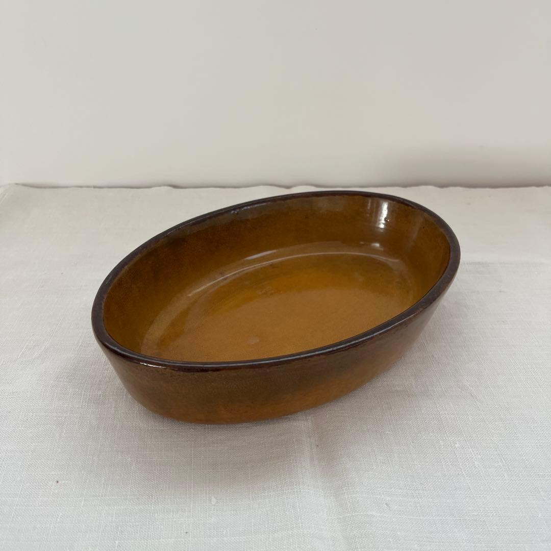 フランスアンティーク 貫入が美しく入った グラタン皿 オーブン皿