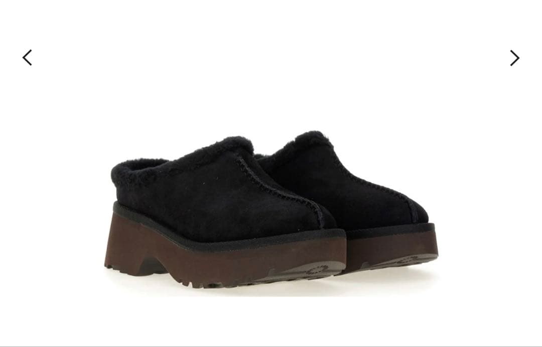 UGG W NEW HEIGHTS COZY CLOG黒スエードムートンサンダル