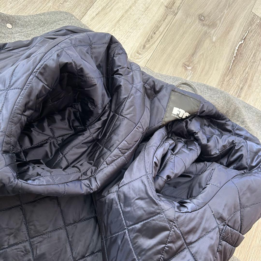 【美品】FTC ウール メルトン カバーオール グレー ネイビー Mキルティング