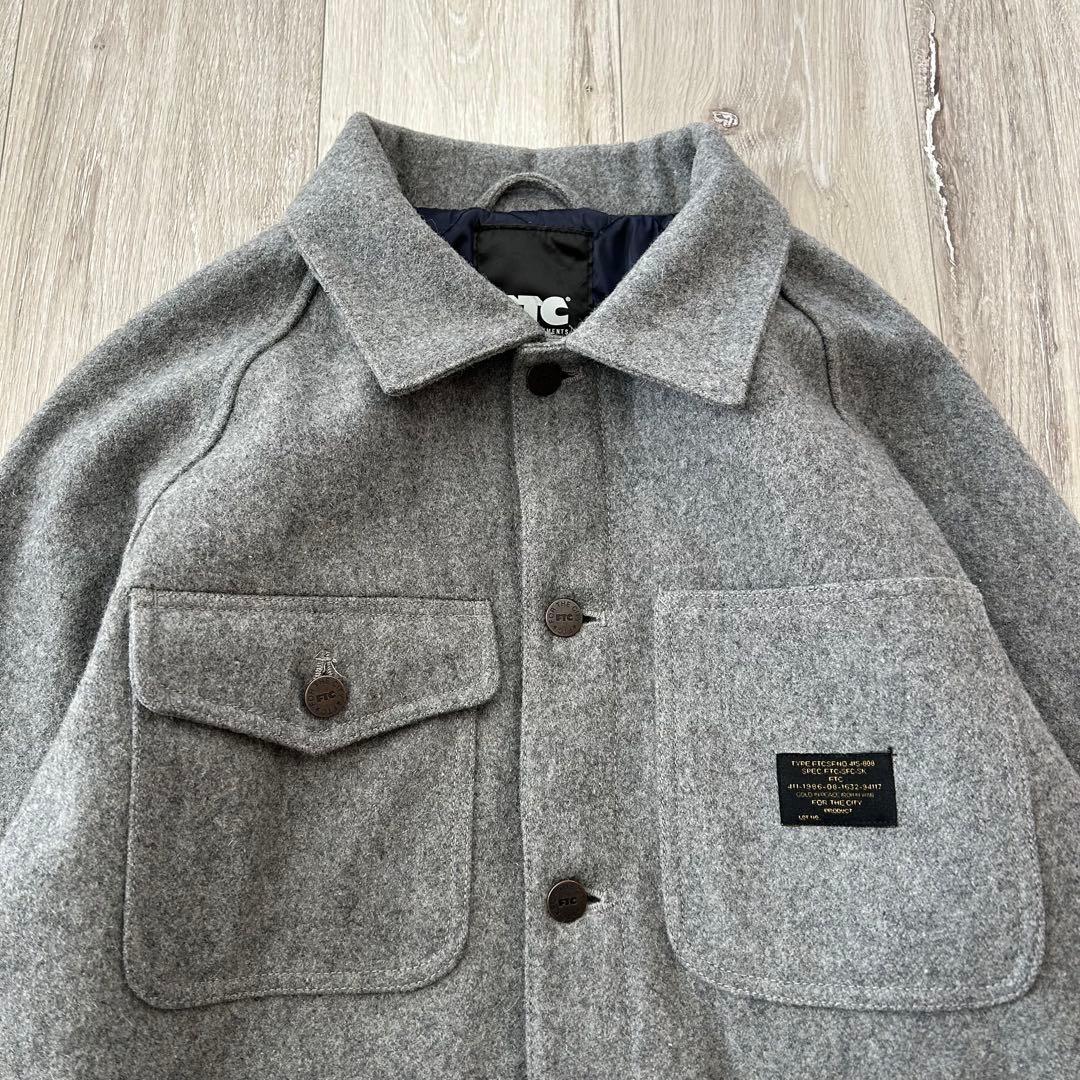 【美品】FTC ウール メルトン カバーオール グレー ネイビー Mキルティング