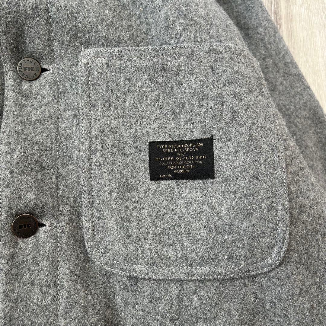 【美品】FTC ウール メルトン カバーオール グレー ネイビー Mキルティング