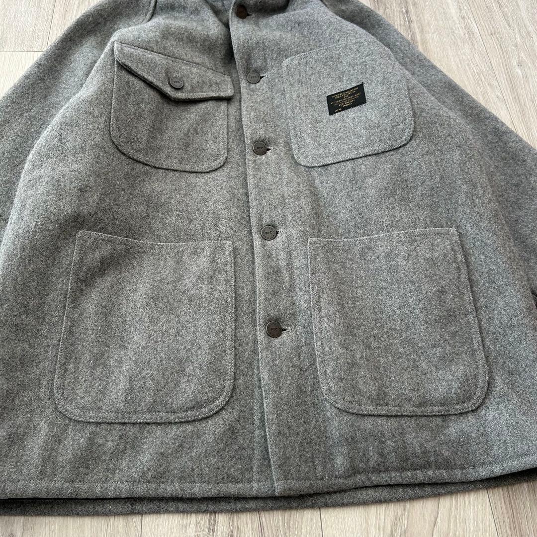 【美品】FTC ウール メルトン カバーオール グレー ネイビー Mキルティング