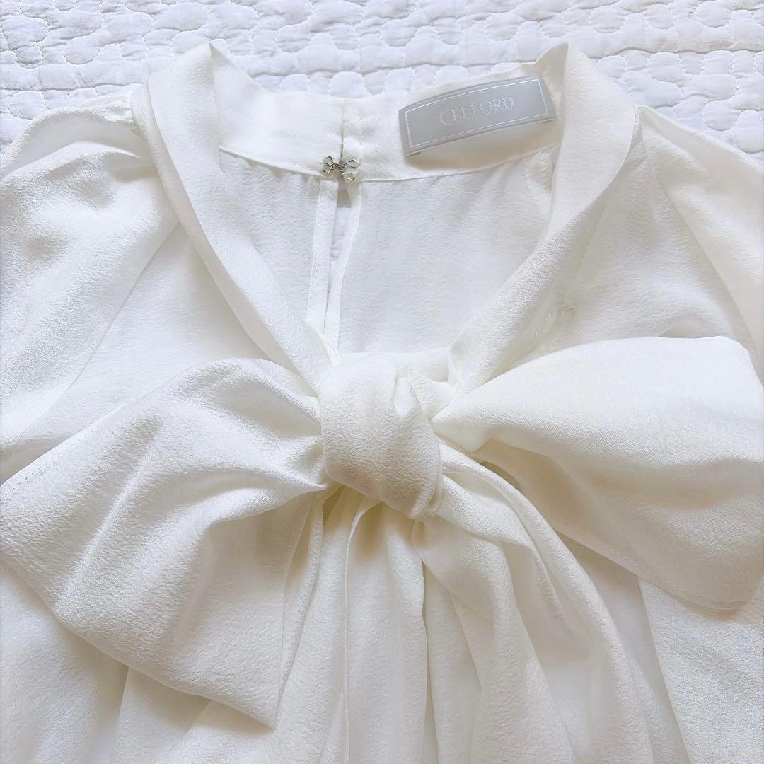 美品⚑　セルフォード ボウタイ　ビッグリボン　シアーブラウスホワイト