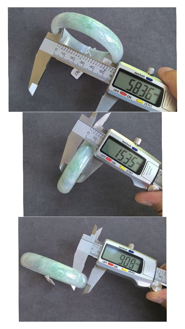 kona0615【鑑別書付】アイス翡翠のバングル（58～59）8767