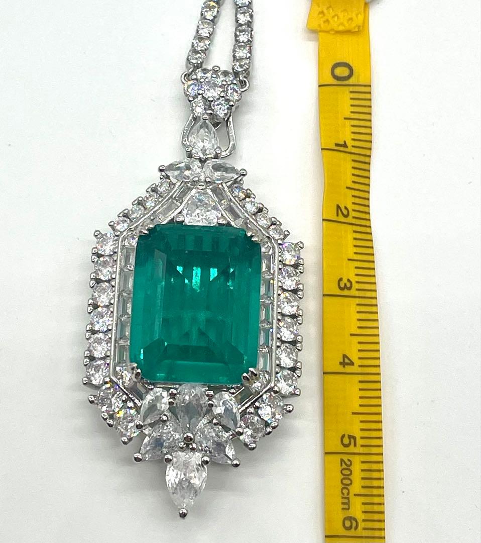 巨大 エメラルドクオーツ モアサナイト テニスネックレス 1点のみ SV925