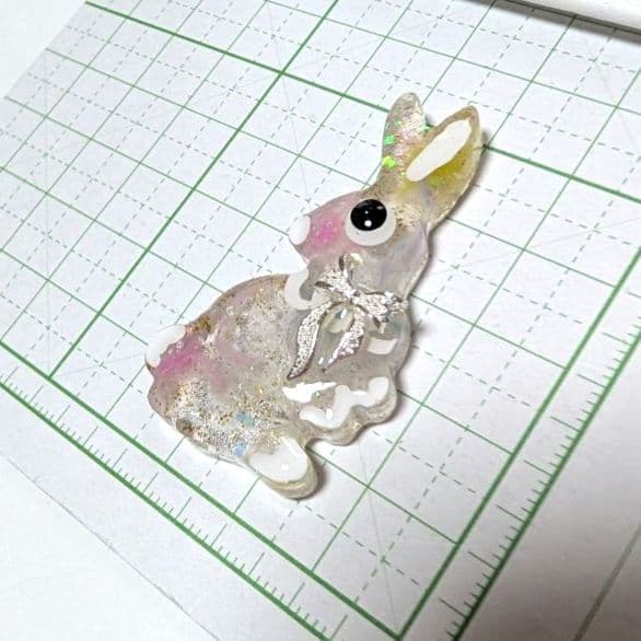 ひまうい様　1.5 ウサギ　レジンヘアゴム　振り向き　ふんわりモコモコ　リボン