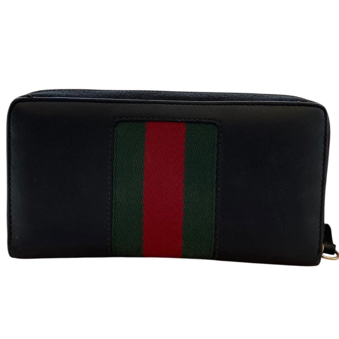 【美品】GUCCI 長財布 シェリーライン レザー ゴールド金具 オールドグッチ