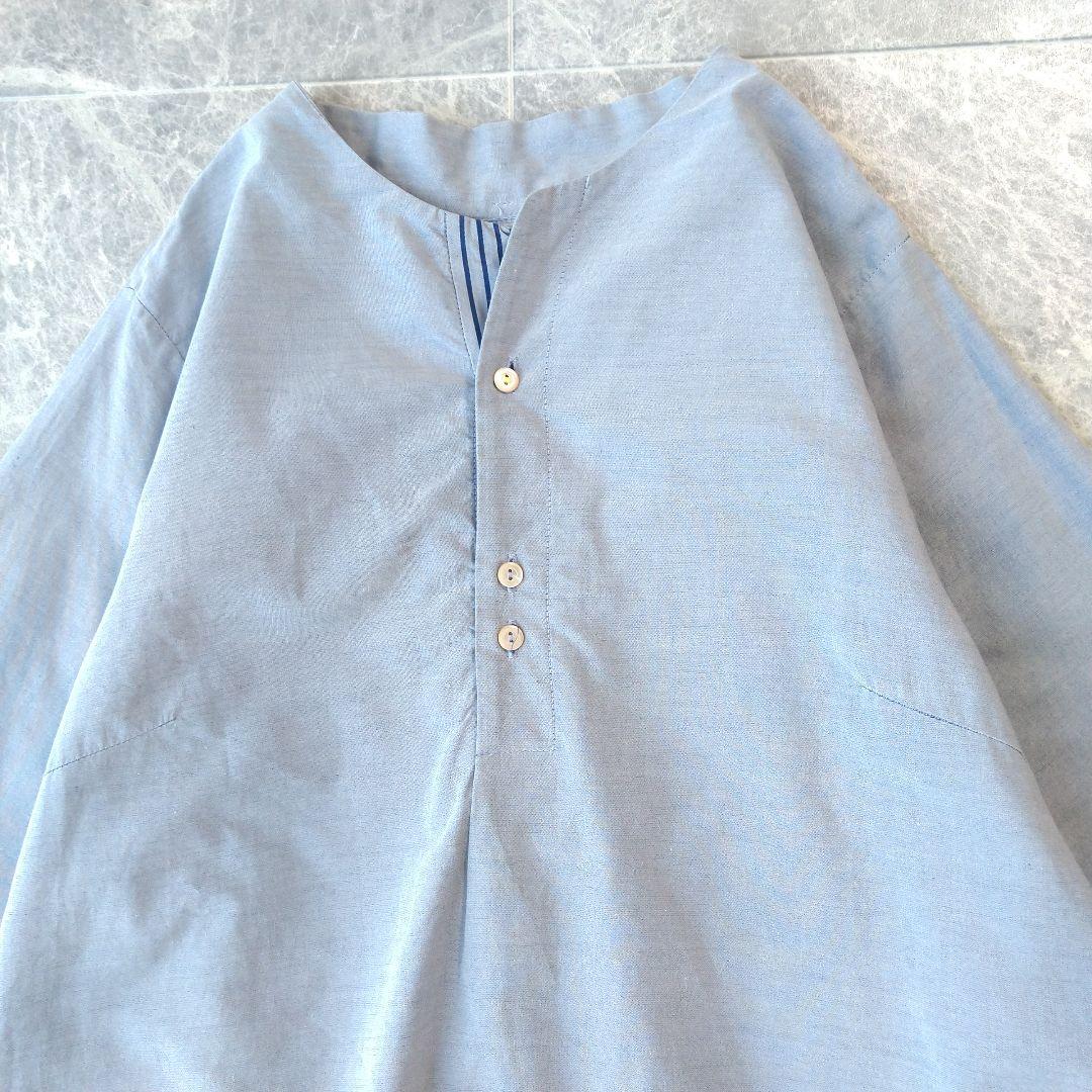 039 Huyo様 パラスパレス コットンブロード ノーカラーシャツ ブラウス