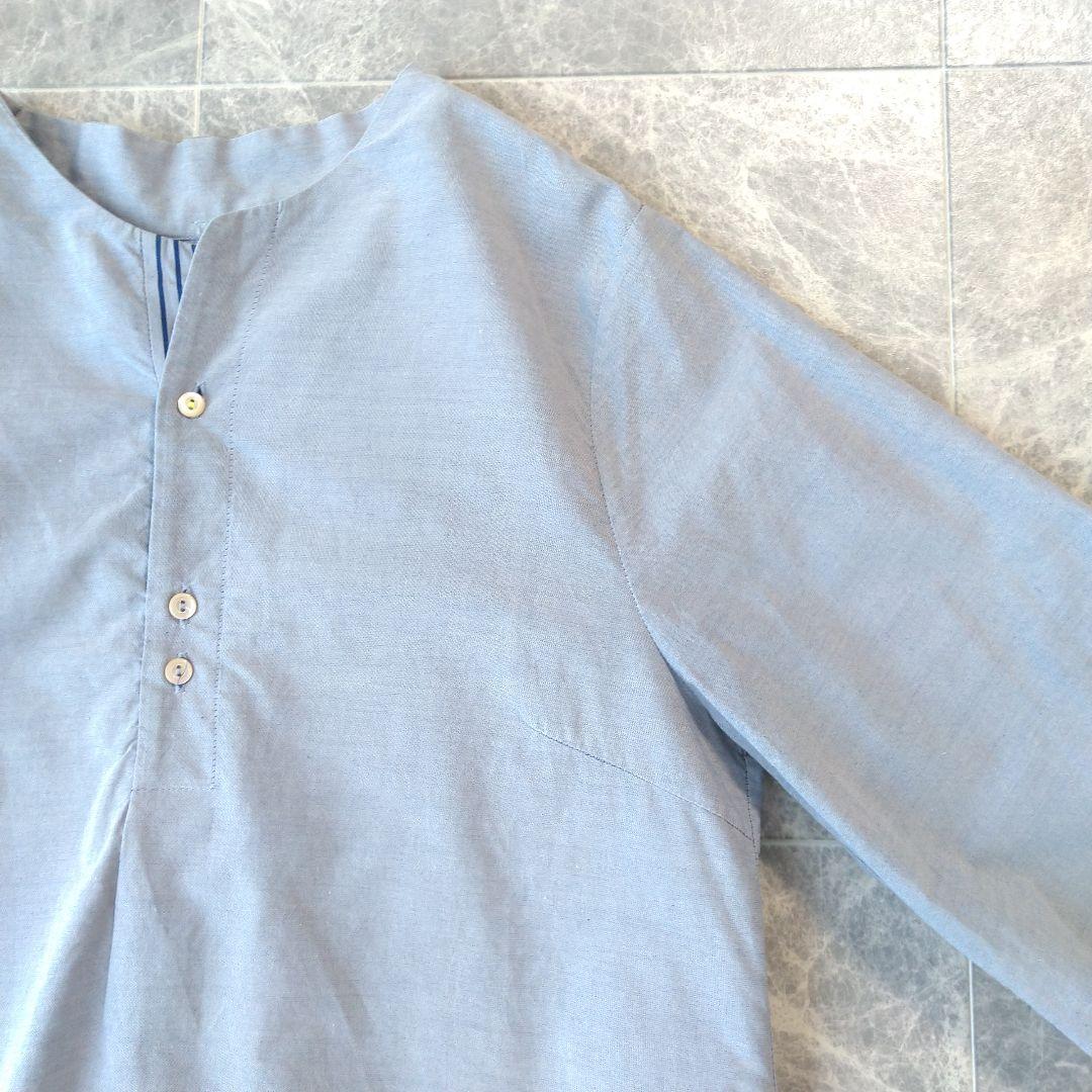 039 Huyo様 パラスパレス コットンブロード ノーカラーシャツ ブラウス