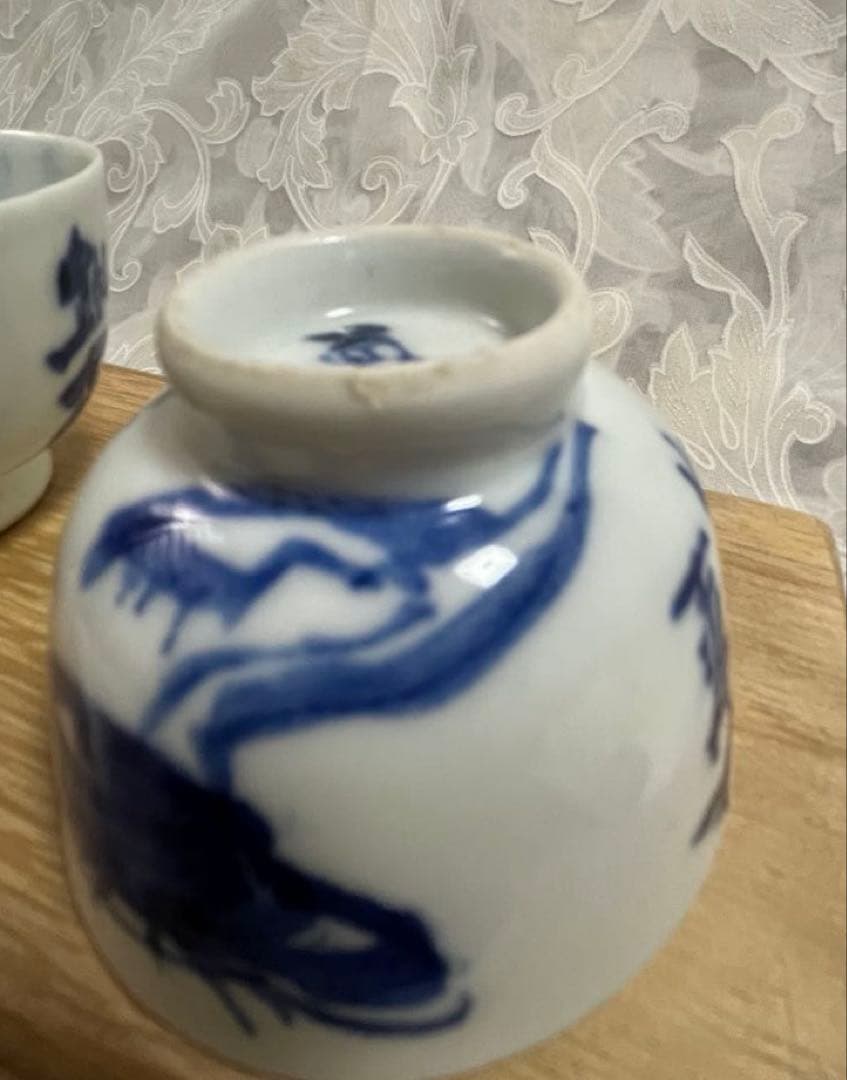 【お値下げ】骨董　6代　高橋道八作　富岡鉄斎画　合作　茶碗2個　桐箱入り