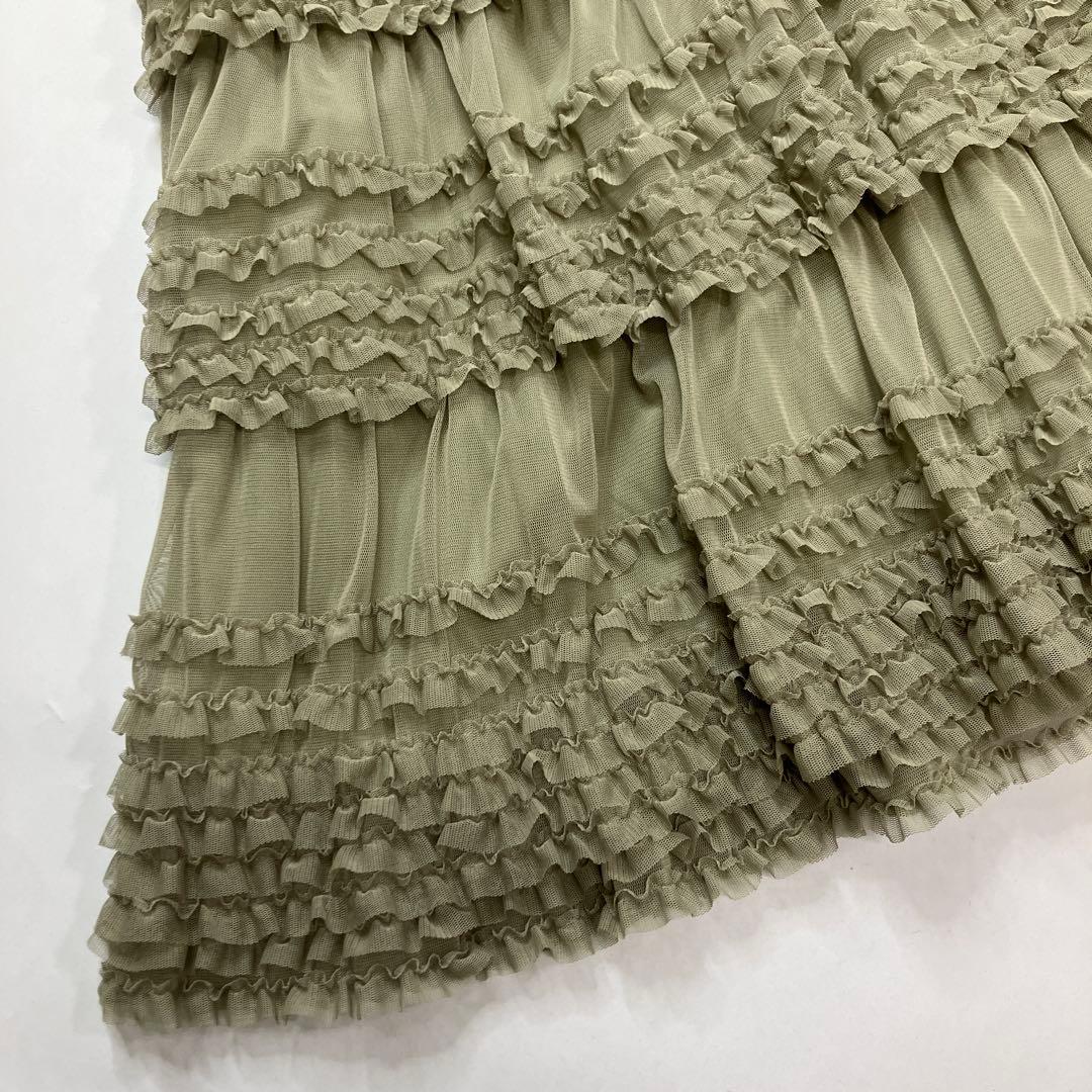 【新品未使用】ピンクハウス 鶯色 豪華チュール段々ワンピース/2024年 夏