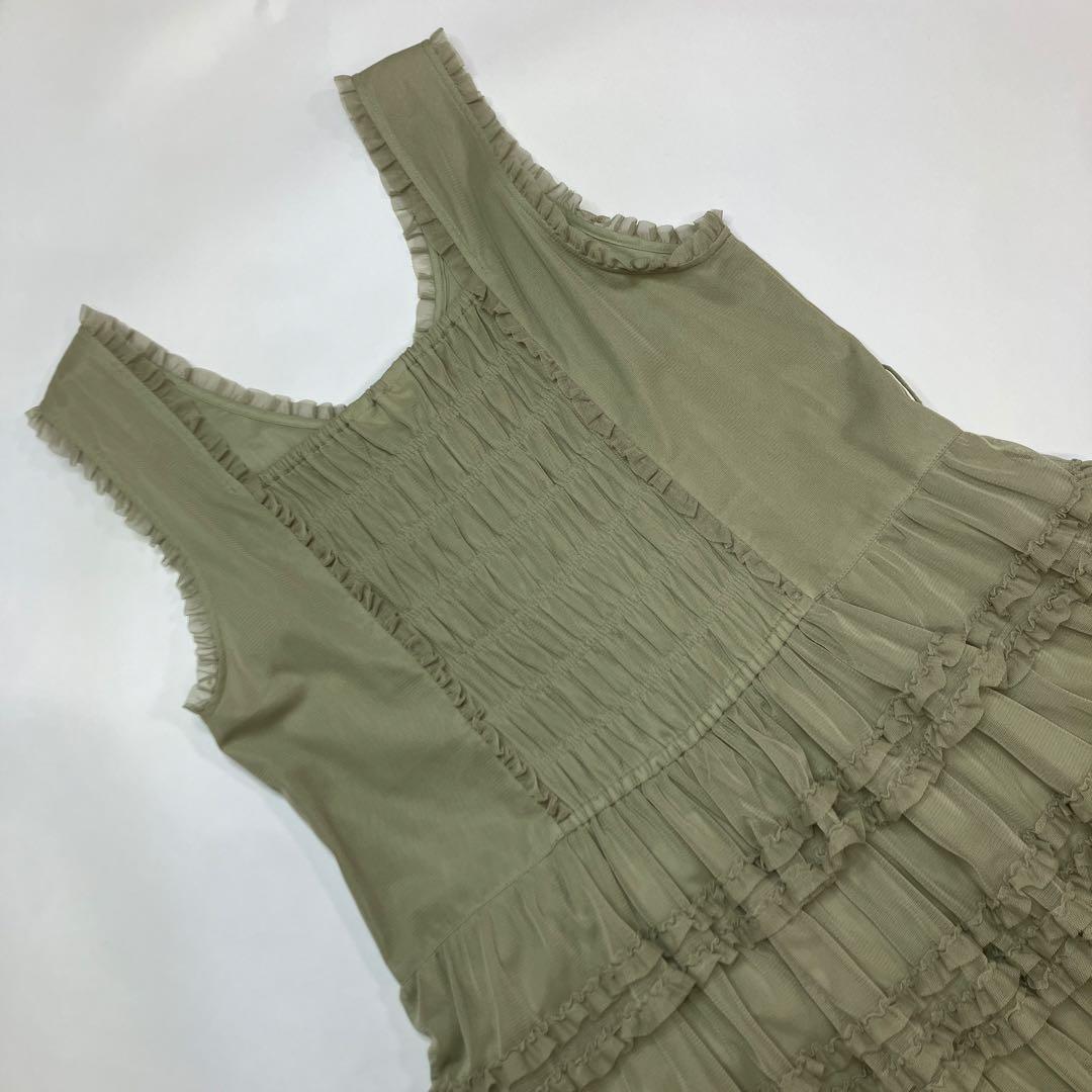 【新品未使用】ピンクハウス 鶯色 豪華チュール段々ワンピース/2024年 夏