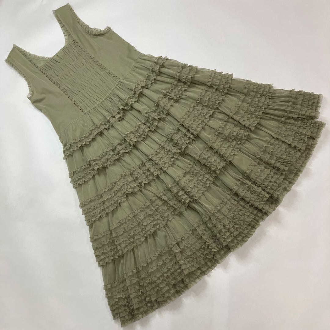 【新品未使用】ピンクハウス 鶯色 豪華チュール段々ワンピース/2024年 夏