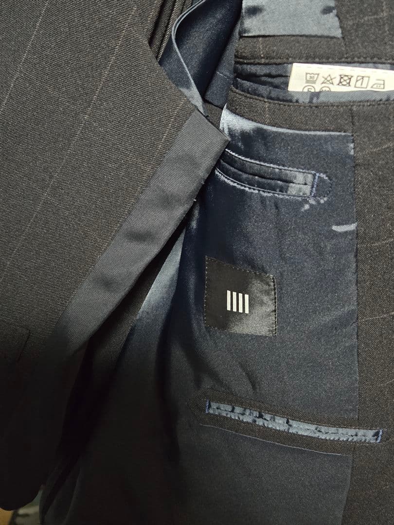 (お値引き中)スーツセレクト美品｜ブラック×グレーチェック 3ピーススーツ