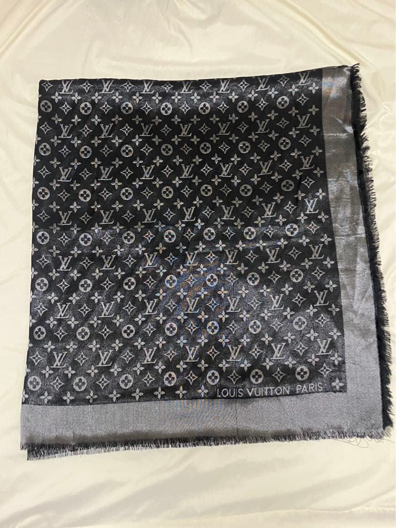 イタリア製‼️ ヴィトン マフラー ストール モノグラム ブラック シャイン LV