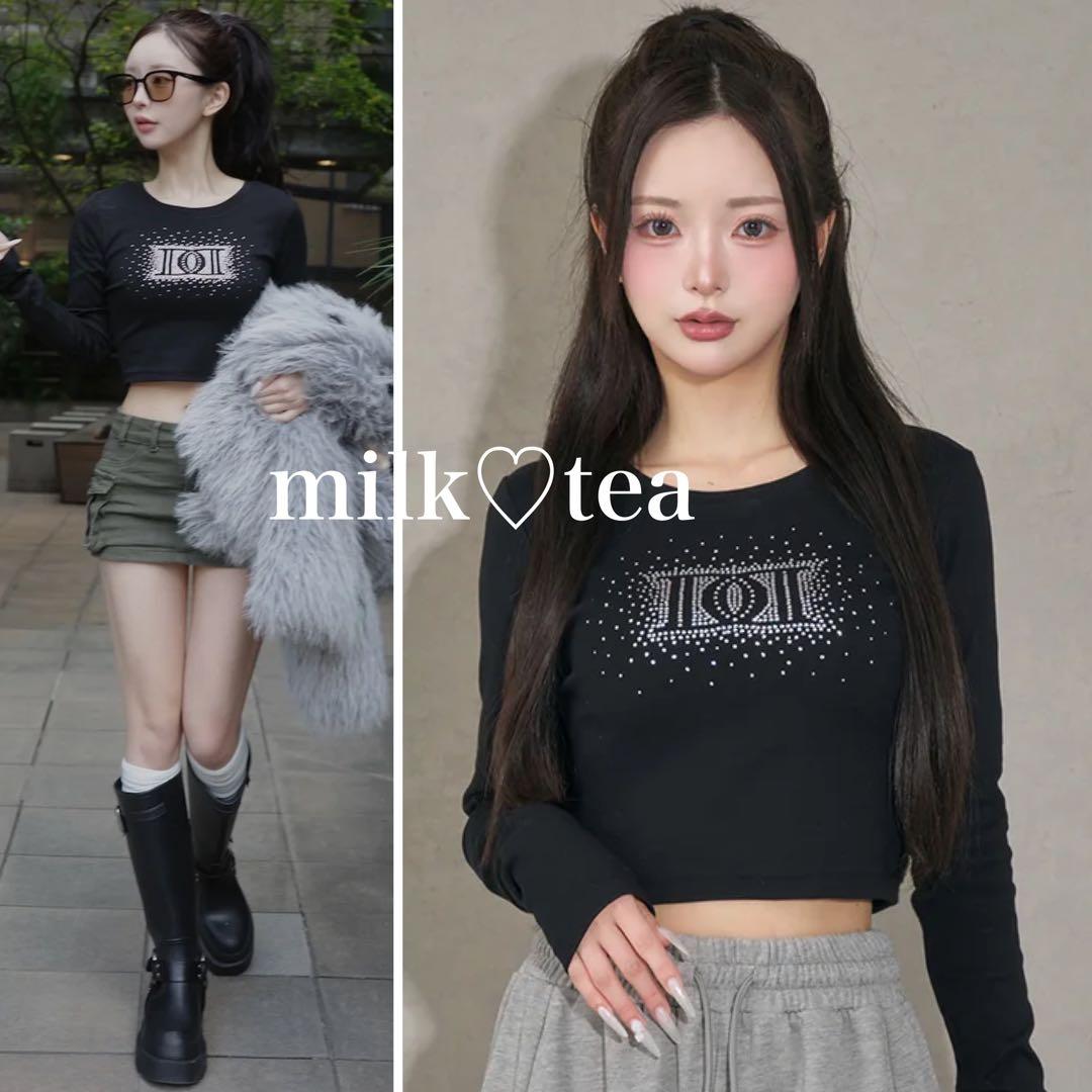 ダーリッチ 新品タグ付 シャイニーDDロゴコンパクトロングTシャツ ブラック