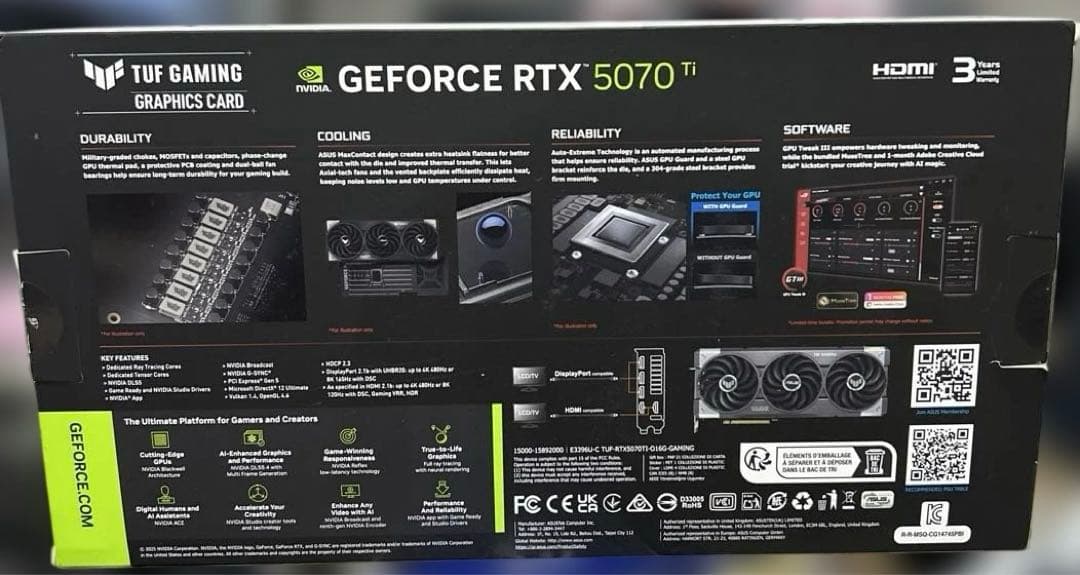 グラフィックボード・グラボ・ビデオカード ASUS TUF GAMING GeForce RTX 5070 Ti