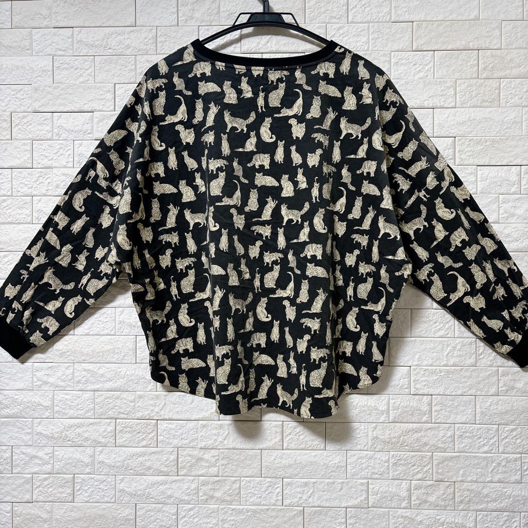 シャワーパーティ×リバティ　長袖カットソー　猫　ネコ　MEOW ミャオウ