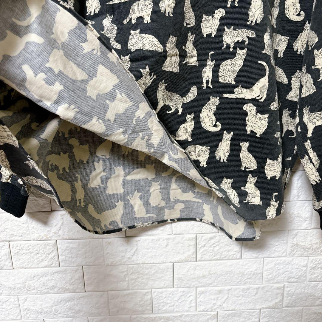 シャワーパーティ×リバティ　長袖カットソー　猫　ネコ　MEOW ミャオウ