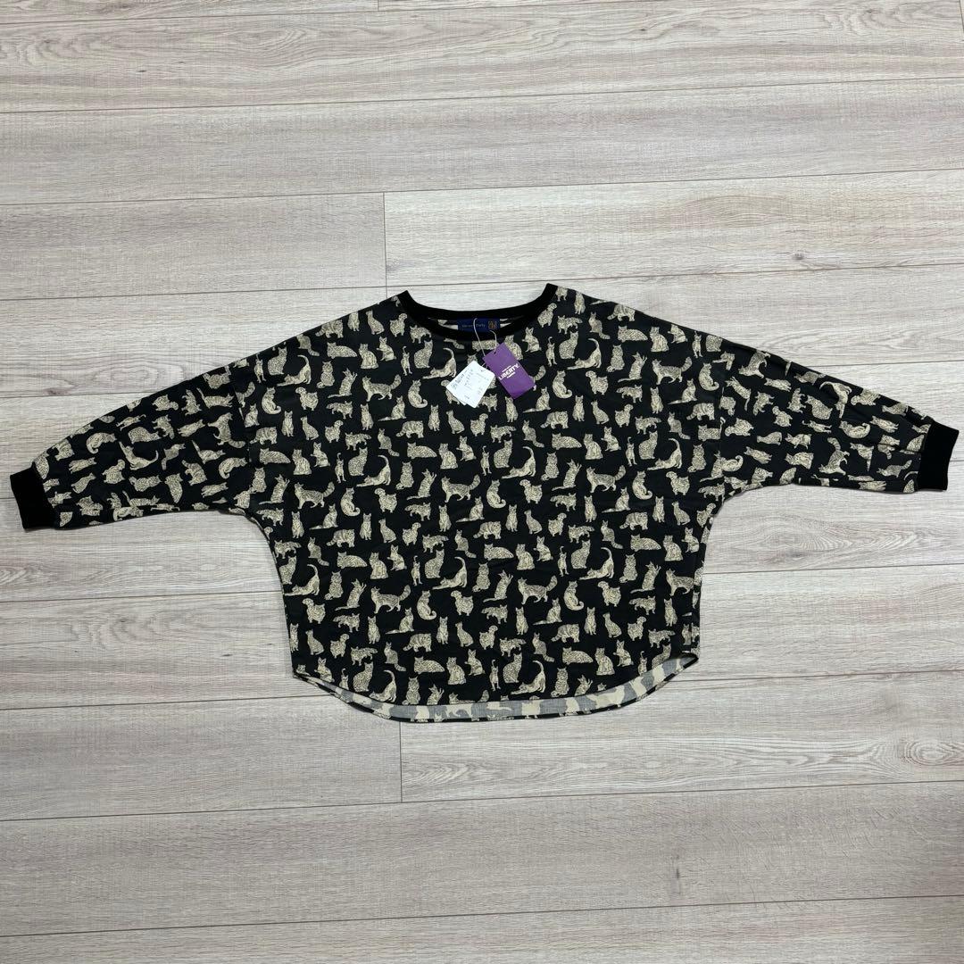 シャワーパーティ×リバティ　長袖カットソー　猫　ネコ　MEOW ミャオウ