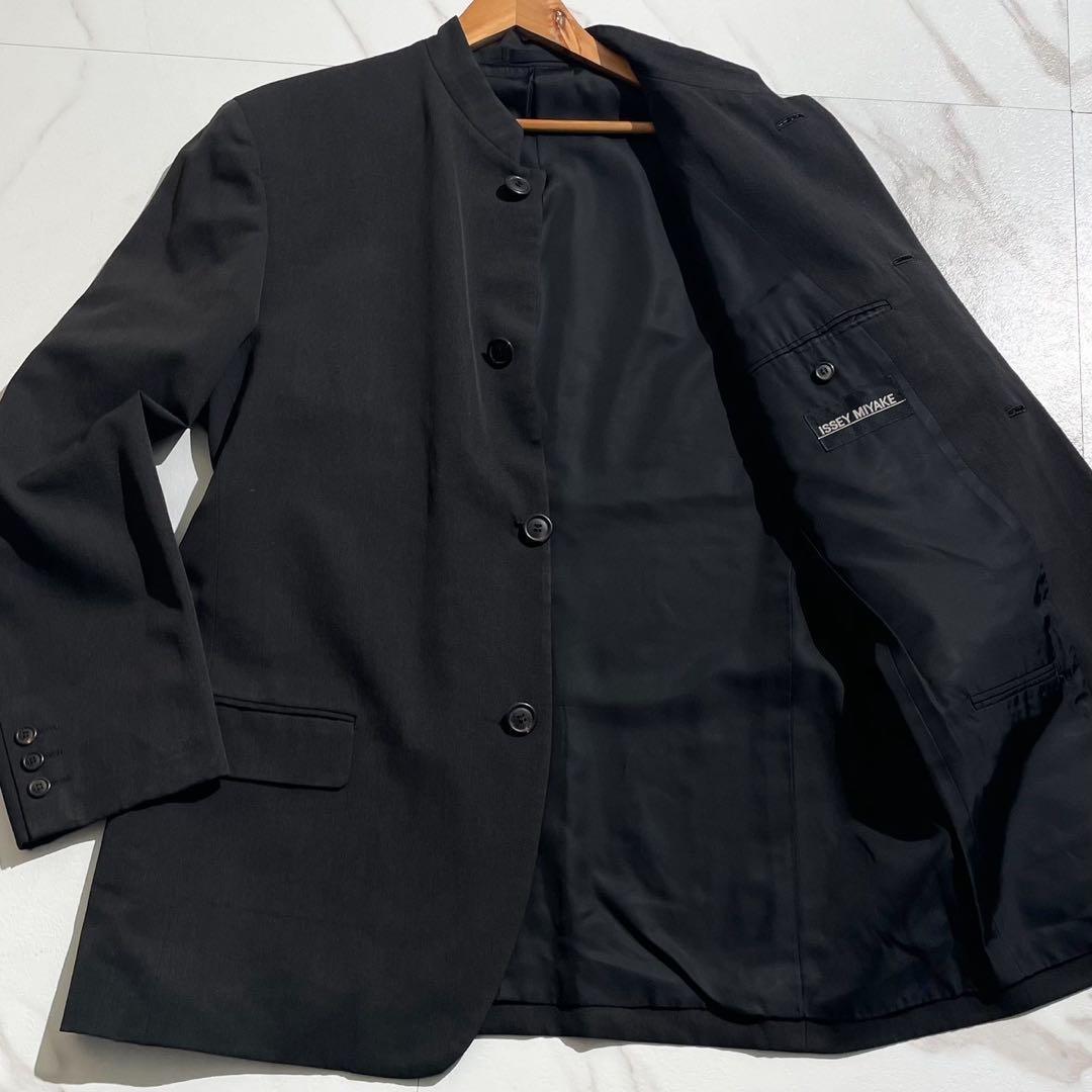 美品✨ISSEY MIYAKE MEN マオカラー ノーカラージャケット 黒タグ