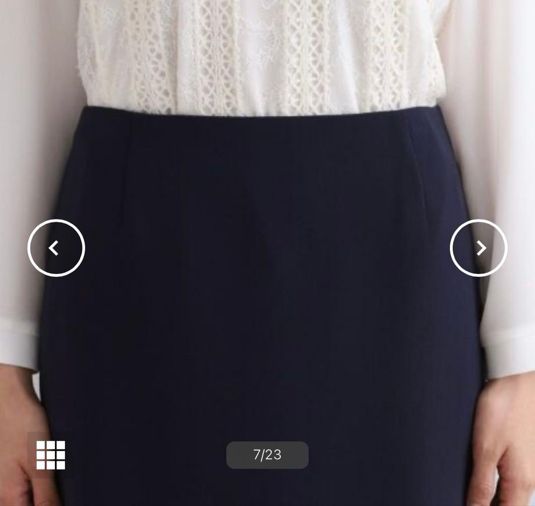 新品　インディヴィ V.A.I ノーカラーJKスーツ　ネイビー　05（XS）