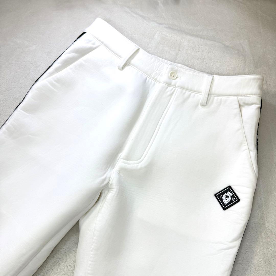 V12 ダンボールニット ストレッチ サイドロゴ スウェットリブ ゴルフパンツM