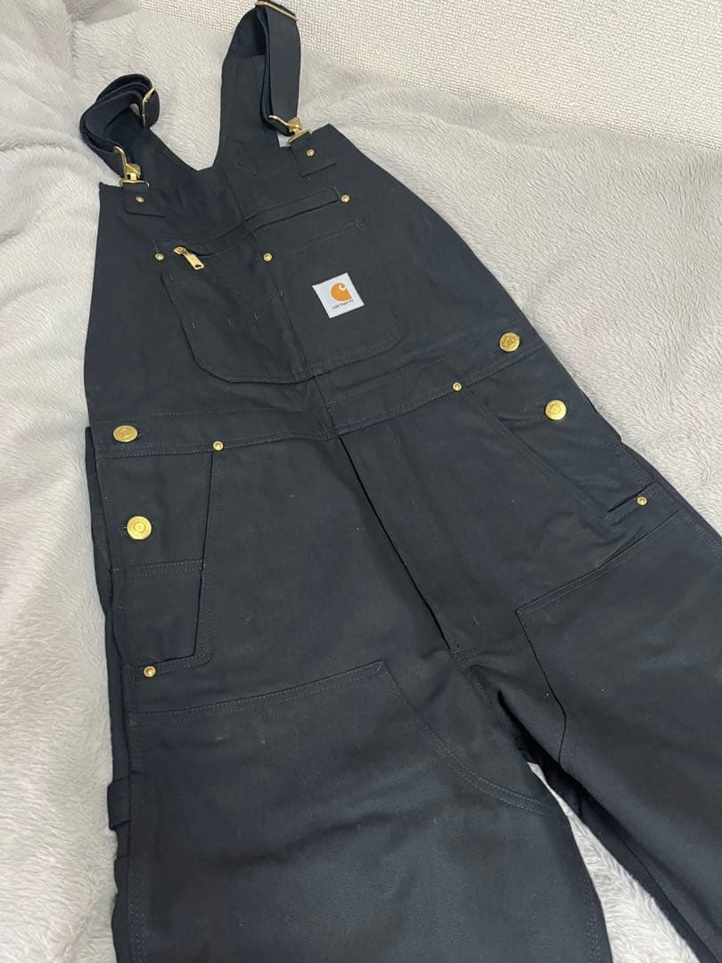 カーハート ダック ビブ オーバーオール 黒 R01-M 32×30