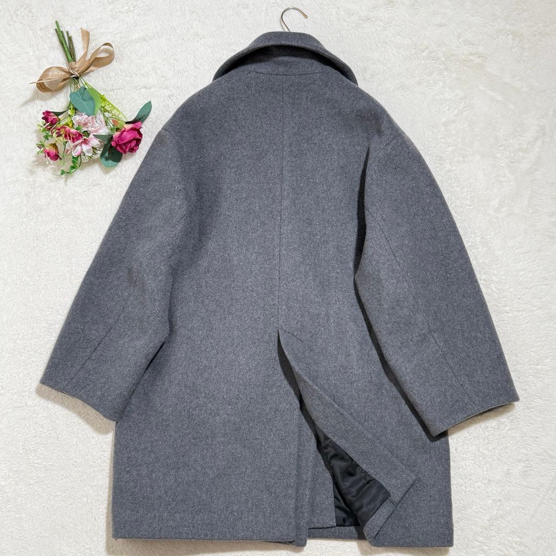 美品　Adam et Rope （アダム エ ロペ）ビッグラペルコート　グレー