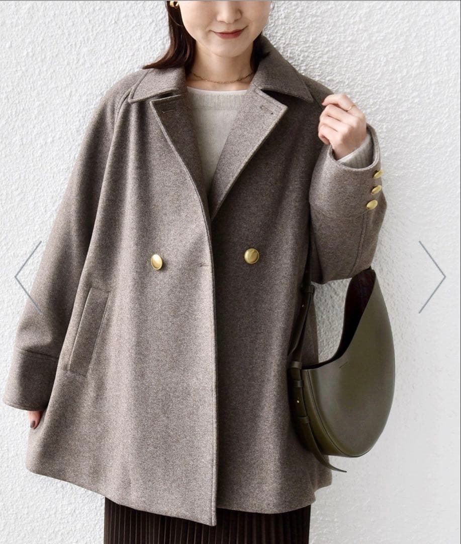 ほぼ新品SHIPSシップスウール ライク ジャージー メルトン2WAY Pコート