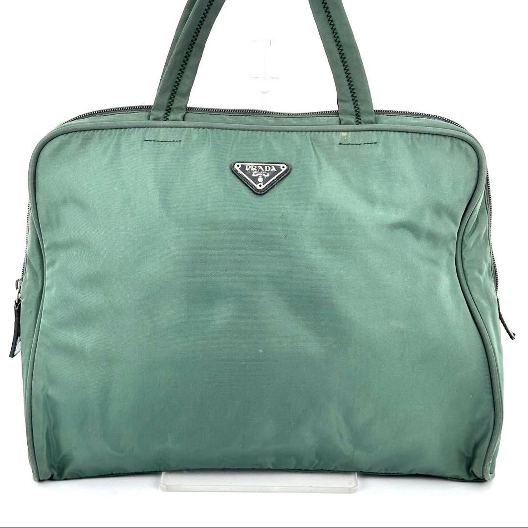 PRADA グリーン ナイロン ビジネスバッグ