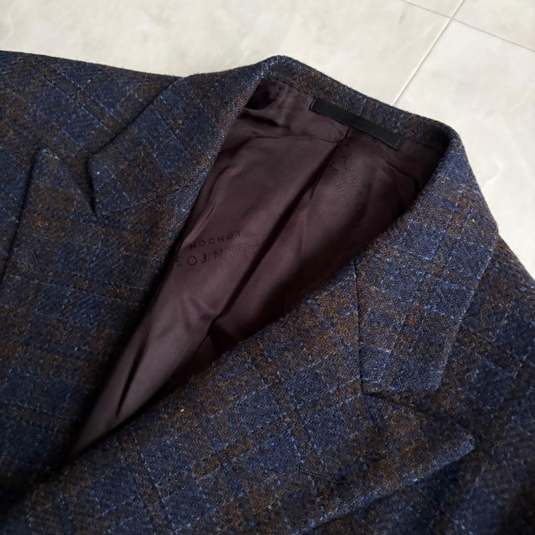 マッキントッシュロンドン ウールチェックダブルテーラードジャケット M 濃紺