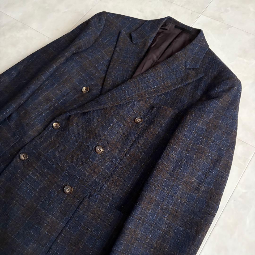 マッキントッシュロンドン ウールチェックダブルテーラードジャケット M 濃紺