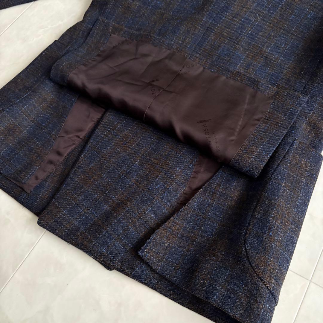 マッキントッシュロンドン ウールチェックダブルテーラードジャケット M 濃紺