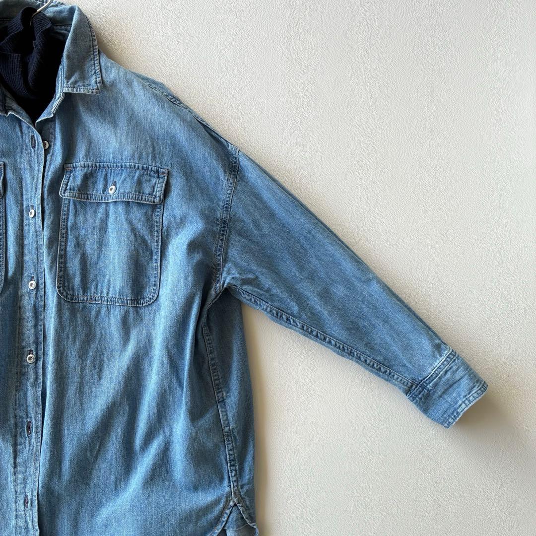 ヘルシーデニム ゆったり可愛い ALMOND デニムオーバーサイズシャツ
