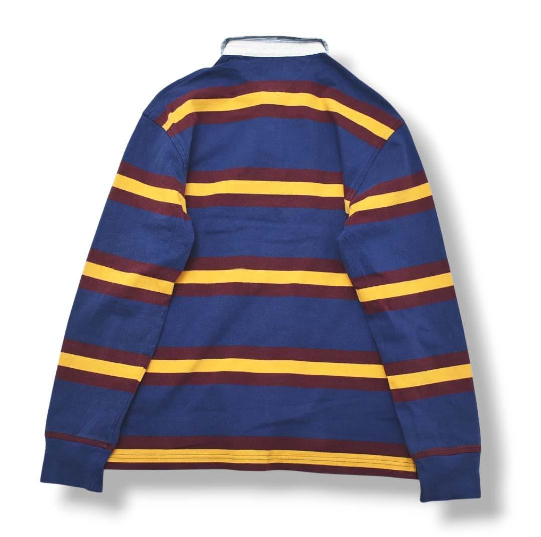 トミーヒルフィガー 長袖 ラガーシャツ スリット S ボーダー柄 マルチカラー