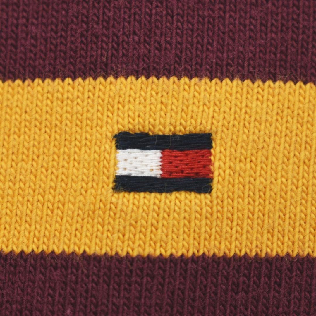 トミーヒルフィガー 長袖 ラガーシャツ スリット S ボーダー柄 マルチカラー