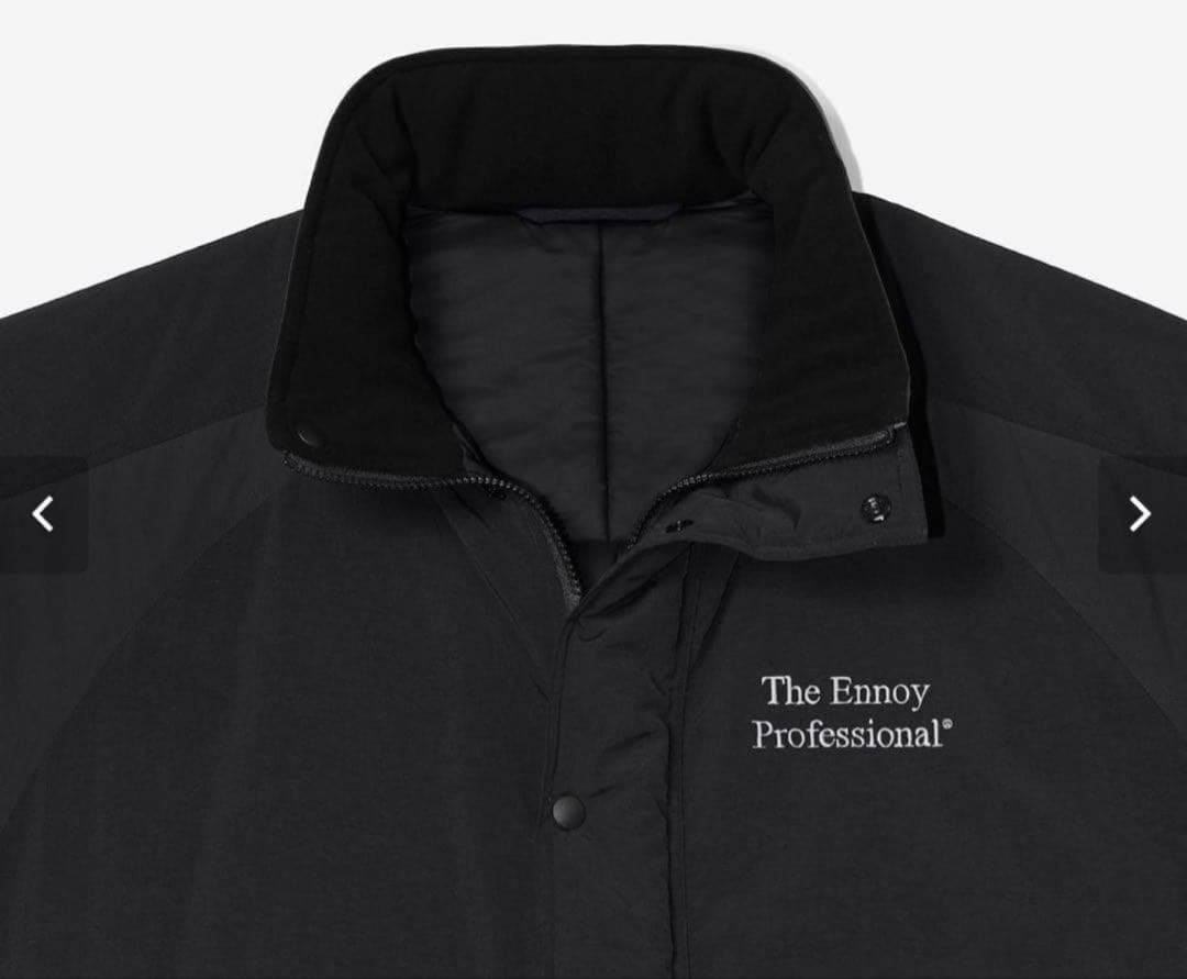 エンノイPADDED NYLON BENCH COAT BLACK/WHITE